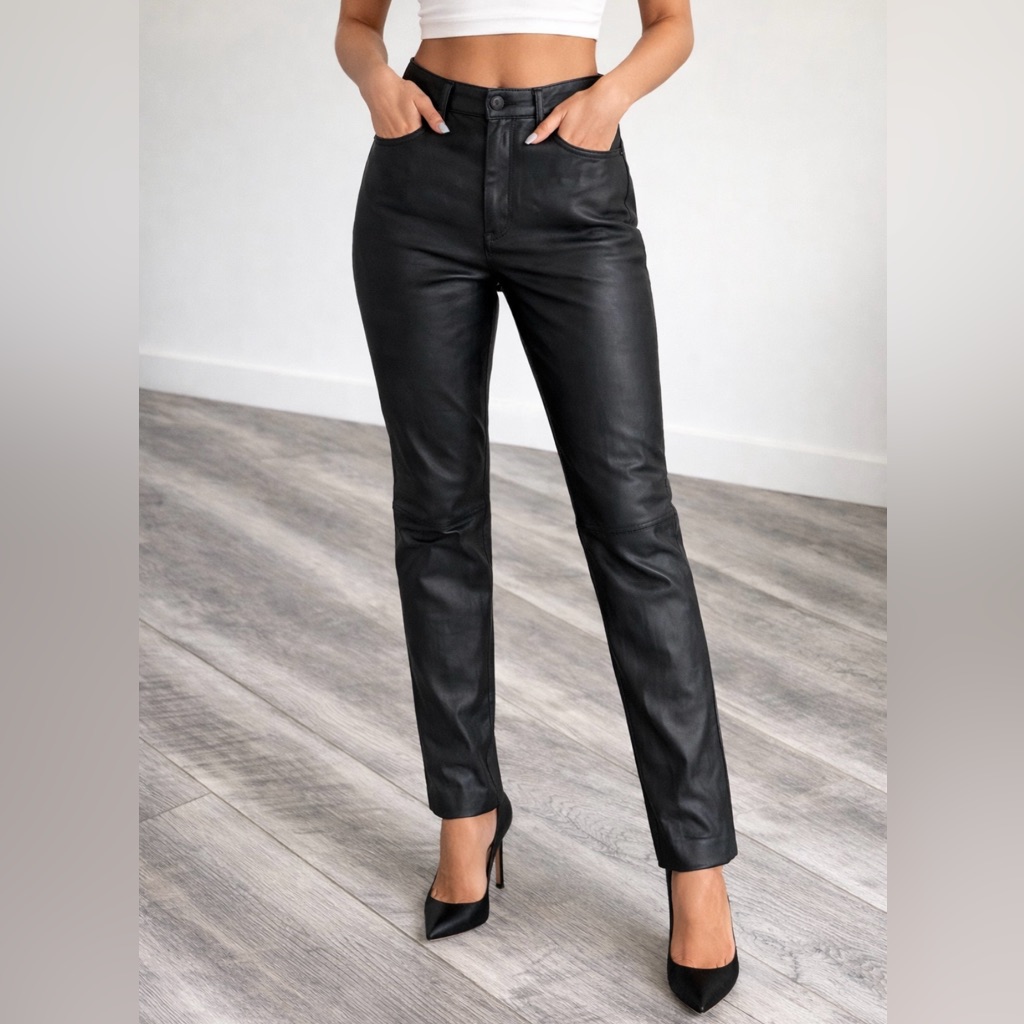 Kenneth Cole Tailored Leather Trouser Pants.